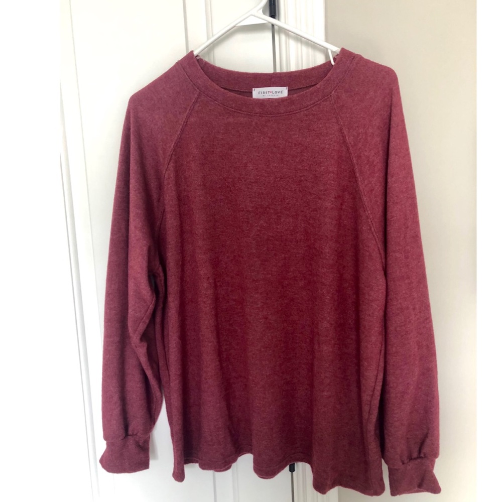 Pinkblush Long Sleeve Raglan Top in Dusty Rose
